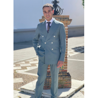 Traje Cruzado Verde Agua Hombre | Elegancia Moderna – Doble S Moda
