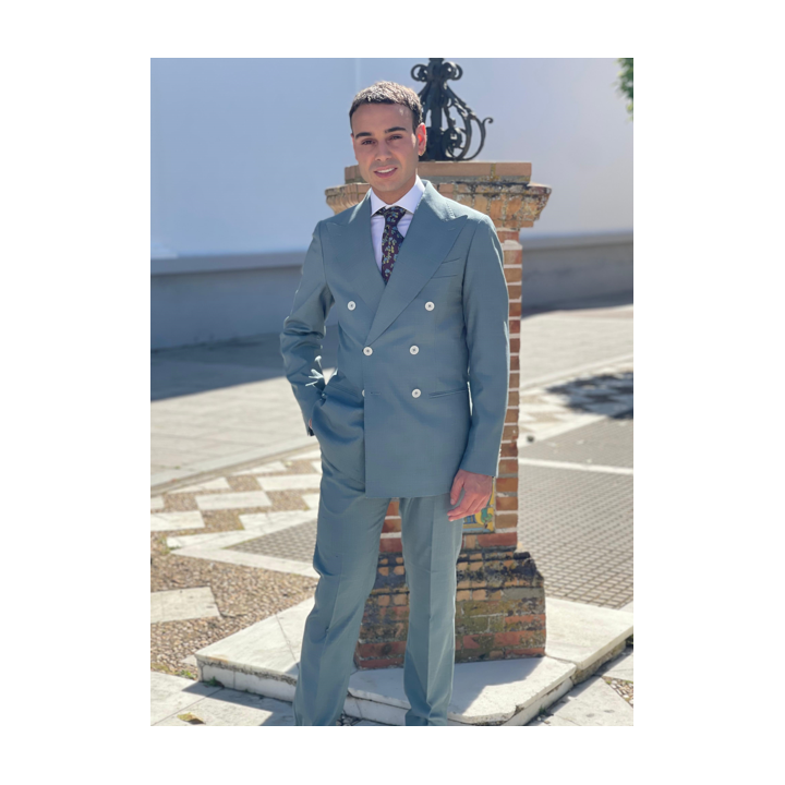 Traje Cruzado Verde Agua Hombre | Elegancia Moderna – Doble S Moda