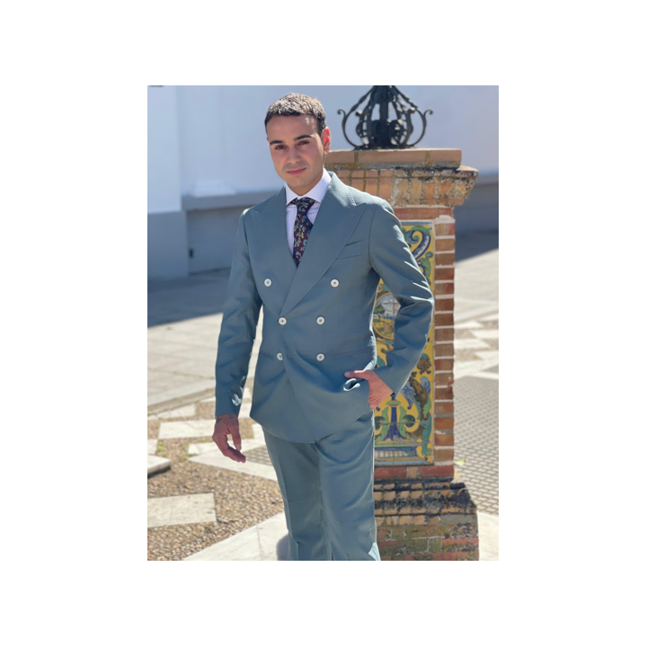 Traje Cruzado Verde Agua Hombre | Elegancia Moderna – Doble S Moda