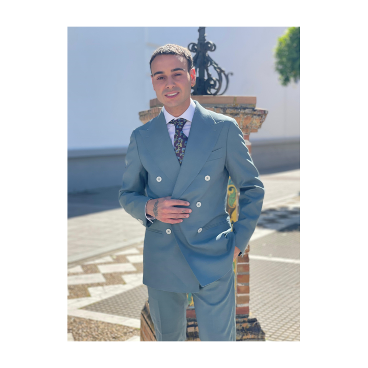 Traje Cruzado Verde Agua Hombre | Elegancia Moderna – Doble S Moda