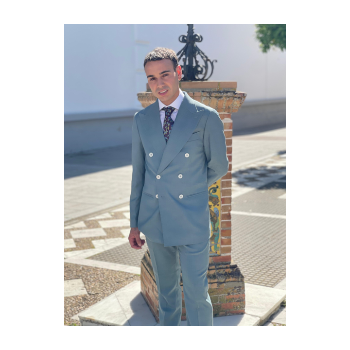 Traje Cruzado Verde Agua Hombre | Elegancia Moderna – Doble S Moda