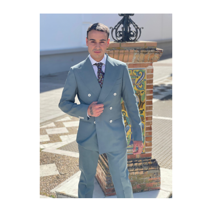 Traje Cruzado Verde Agua Hombre | Elegancia Moderna – Doble S Moda