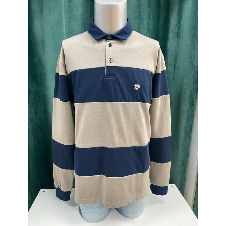Polo de rayas anchas Urban Button para hombre | Doble S Moda