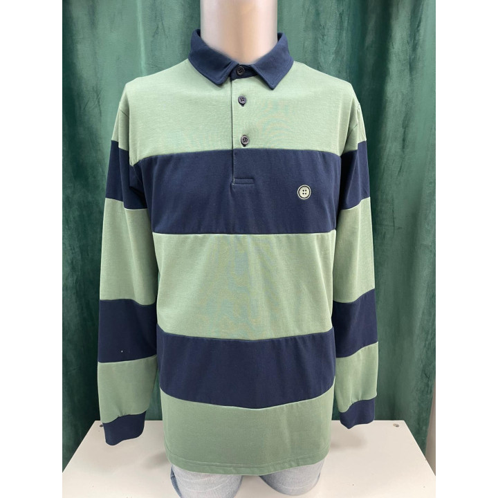 Polo de rayas anchas Urban Button para hombre | Doble S Moda