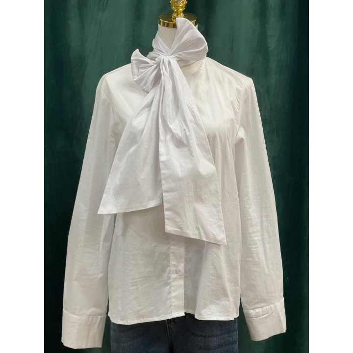 Camisa blanca mujer con moña cuello | Doble S Moda