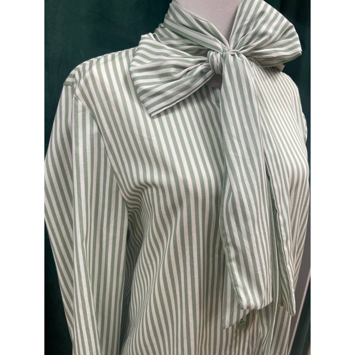 Camisa de rayas mujer con moña cuello | Doble S Moda