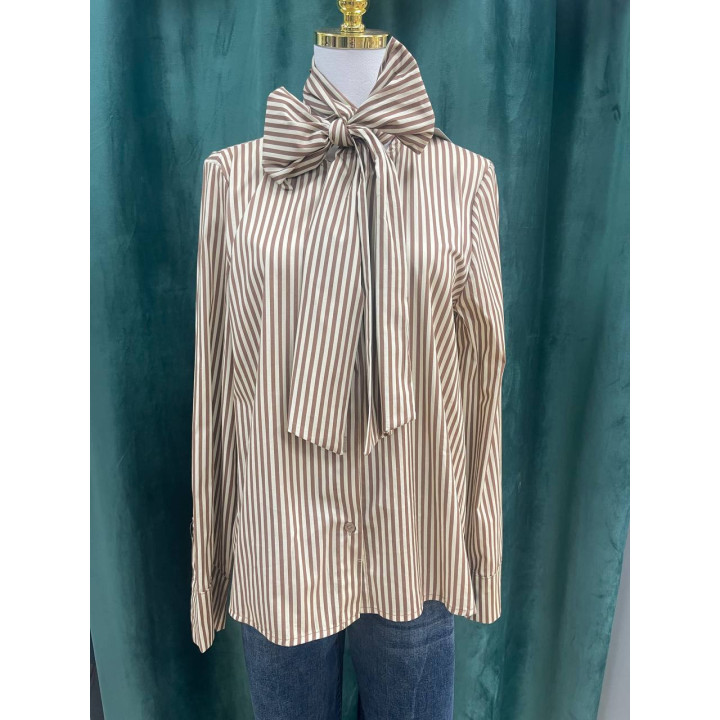 Camisa de rayas mujer con moña cuello | Doble S Moda