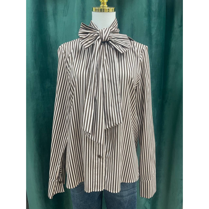 Camisa de rayas mujer con moña cuello | Doble S Moda