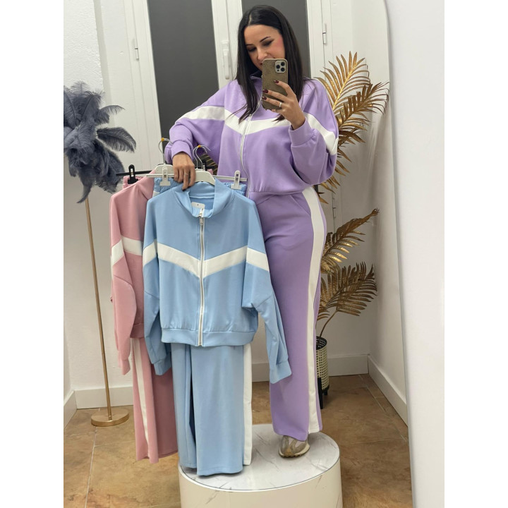 Chándal mujer bicolor de pierna ancha cómodo | Doble S Moda