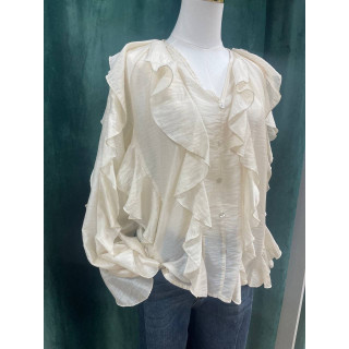 Camisa mujer con volantes y botones decorativos | Doble S Moda