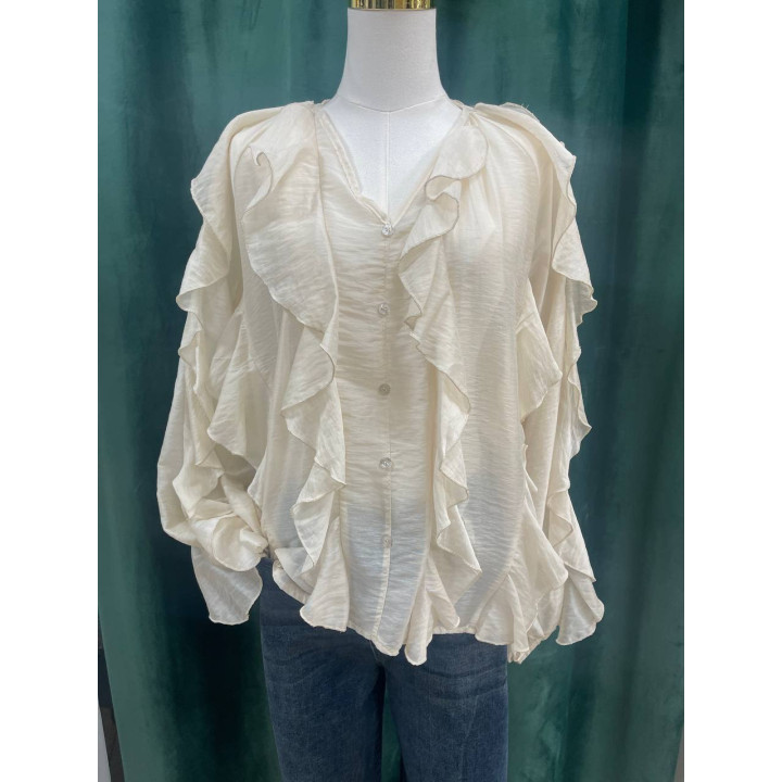 Camisa mujer con volantes y botones decorativos | Doble S Moda