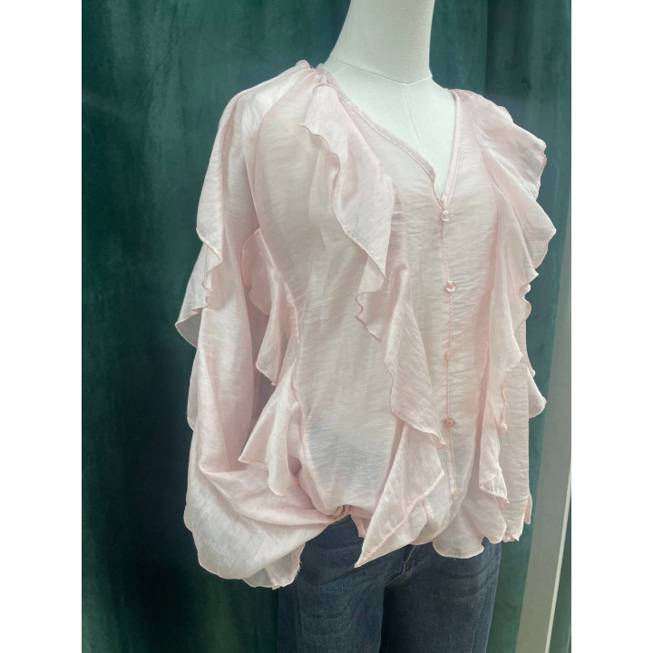 Camisa mujer con volantes y botones decorativos | Doble S Moda