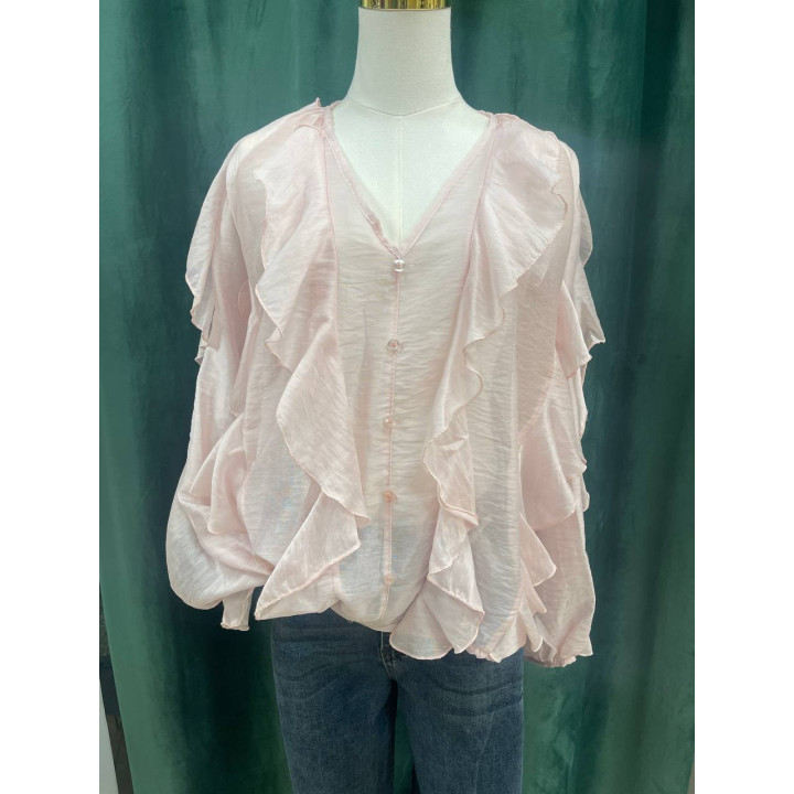 Camisa mujer con volantes y botones decorativos | Doble S Moda