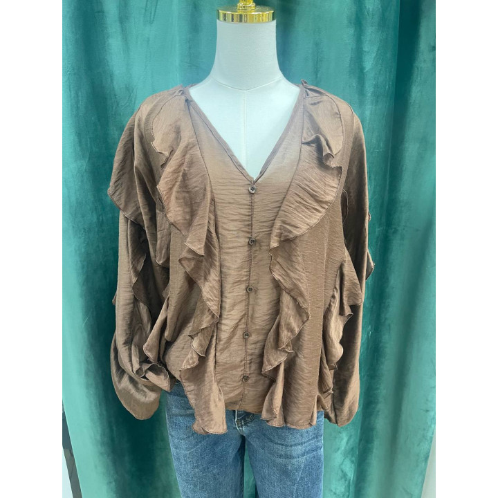 Camisa mujer con volantes y botones decorativos | Doble S Moda