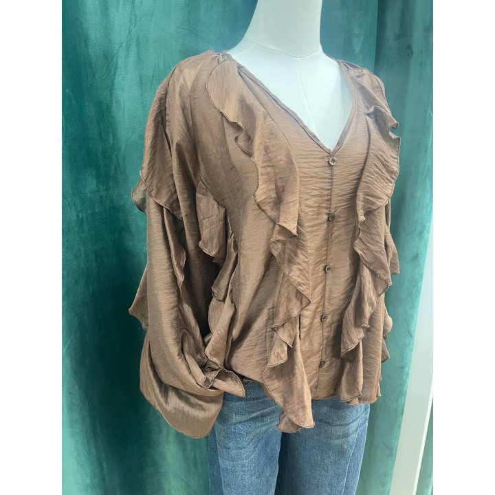 Camisa mujer con volantes y botones decorativos | Doble S Moda