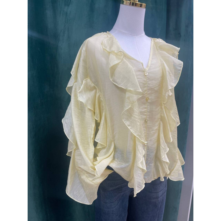 Camisa mujer con volantes y botones decorativos | Doble S Moda