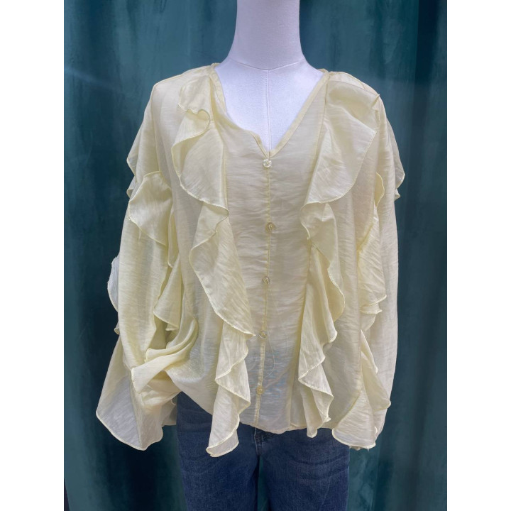 Camisa mujer con volantes y botones decorativos | Doble S Moda