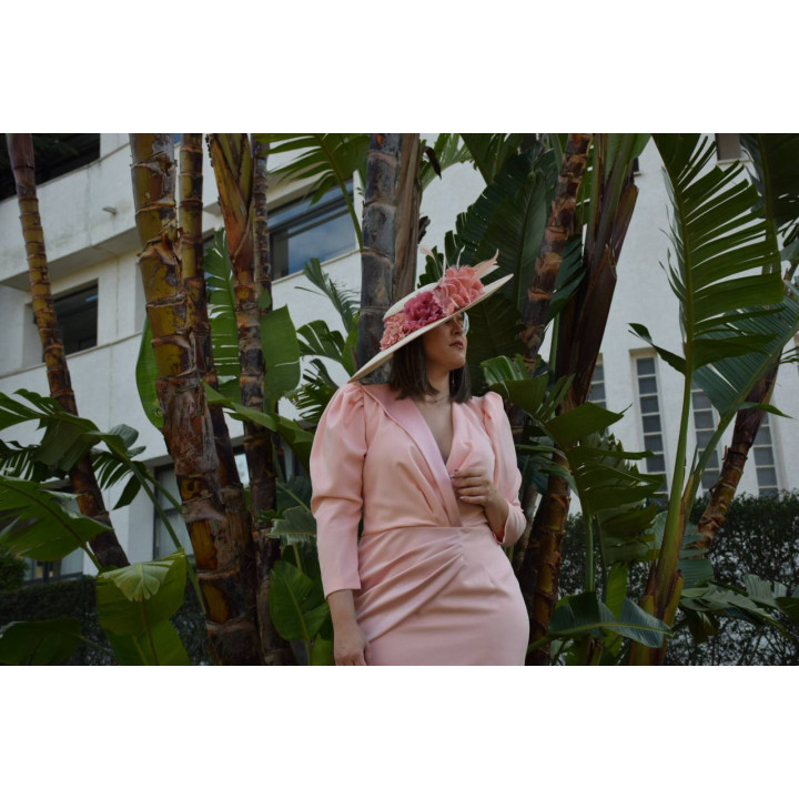 Vestido rosa coral talla 46 elegante para bodas | Doble S Moda