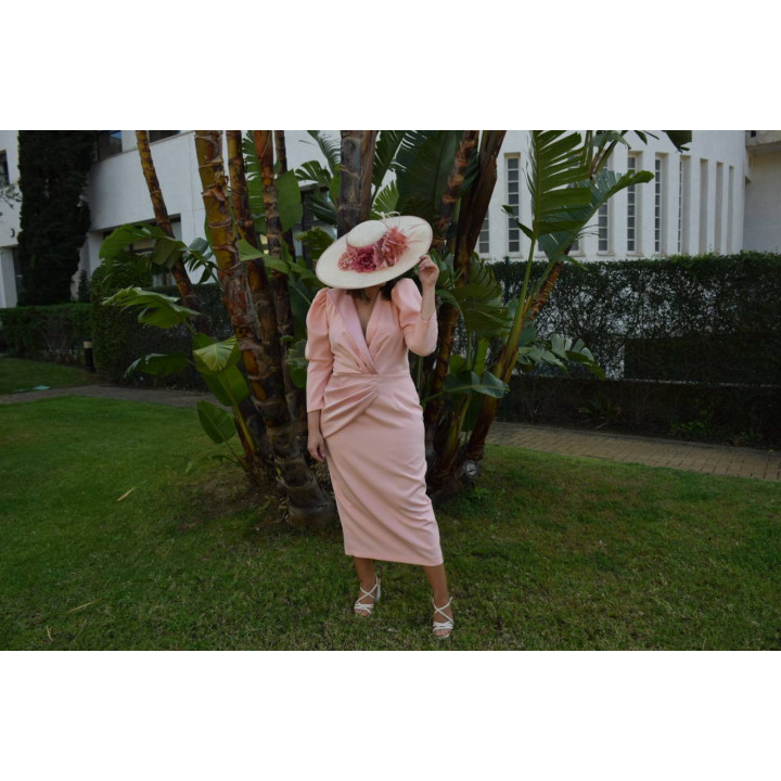 Vestido rosa coral talla 46 elegante para bodas | Doble S Moda