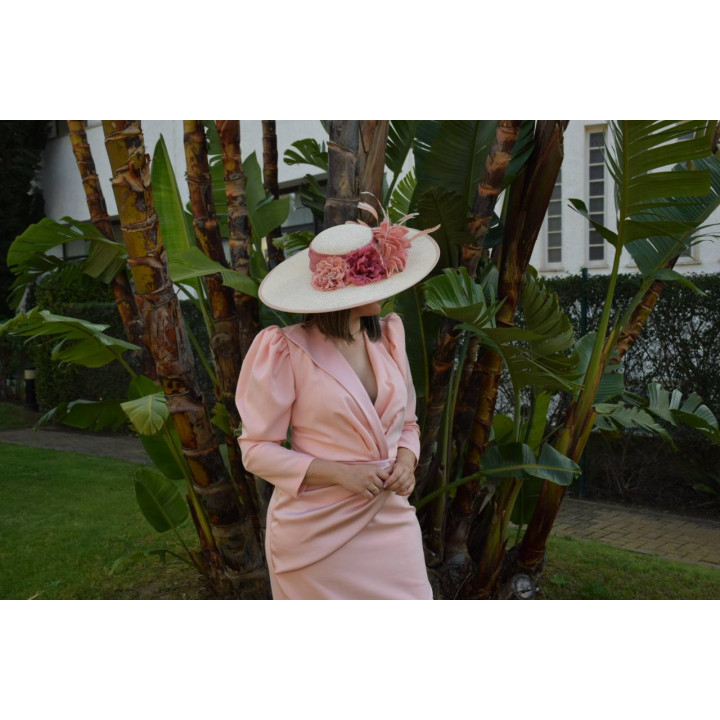 Vestido rosa coral talla 46 elegante para bodas | Doble S Moda