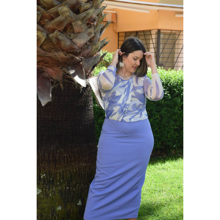 Vestido malva estampado floral talla 44 elegante y cómodo | Doble S Moda