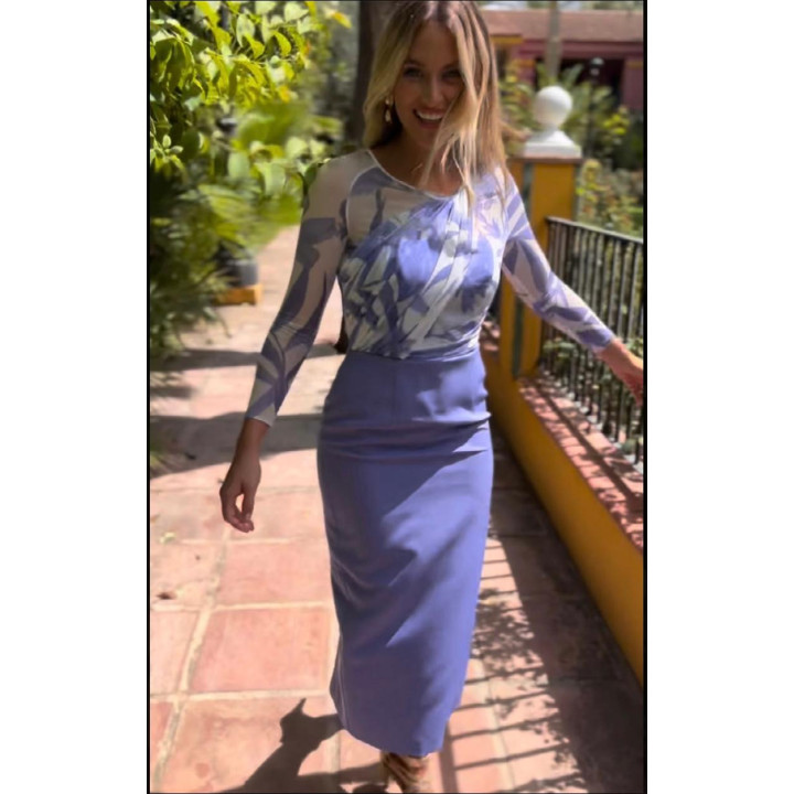 Vestido malva estampado floral talla 44 elegante y cómodo | Doble S Moda