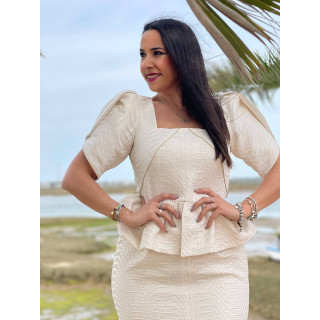 Vestido Beige Brocado Midi Elegante | Invitadas, Mamis Comunion y Bautizo y Novias Civiles – Doble S Moda