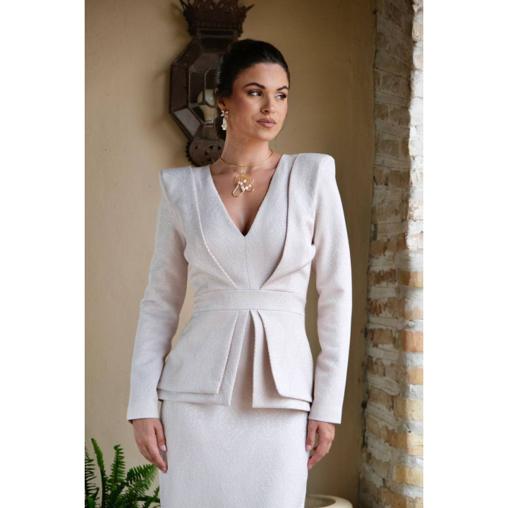 Vestido Midi Manga Larga Escote V | Tejido Especial Fabricación Española – Doble S Moda