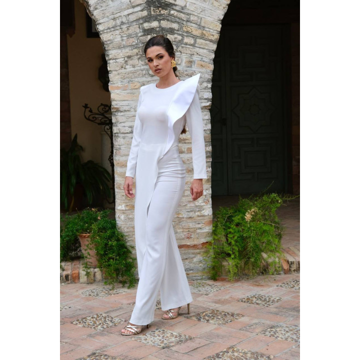 Conjunto pantalón y blusón largo desigual con volante | Doble S Moda