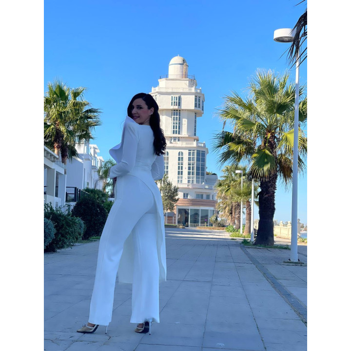 Conjunto pantalón y blusón largo desigual con volante | Doble S Moda