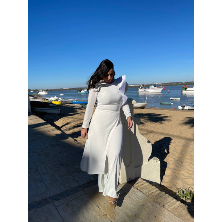 Conjunto pantalón y blusón largo desigual con volante | Doble S Moda