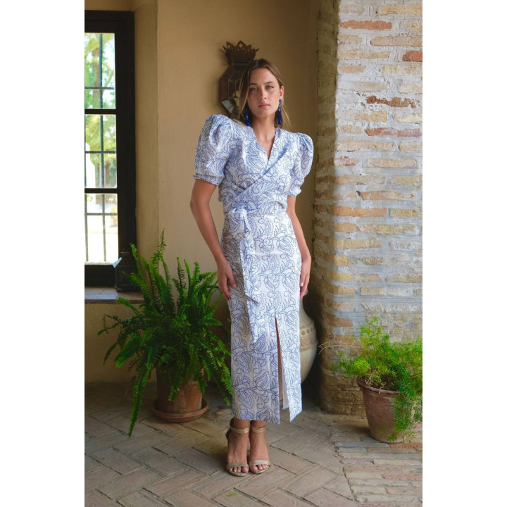 Conjunto falda midi y top brocado blanco | Doble S Moda