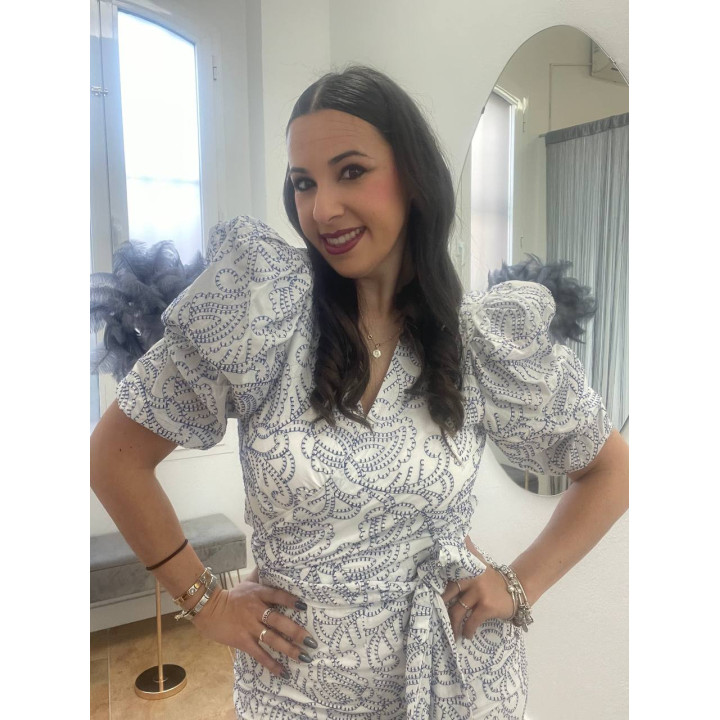 Conjunto falda midi y top brocado blanco | Doble S Moda