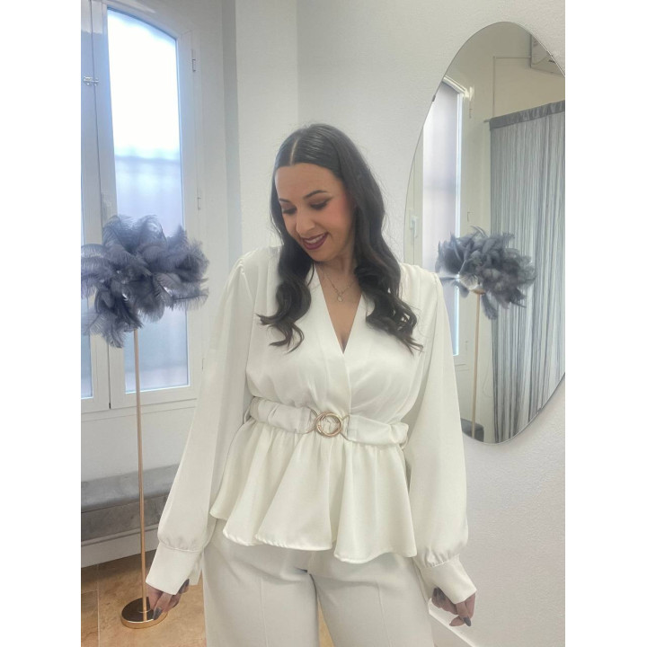 conjunto pantalón ancho y top volante | Doble S Moda