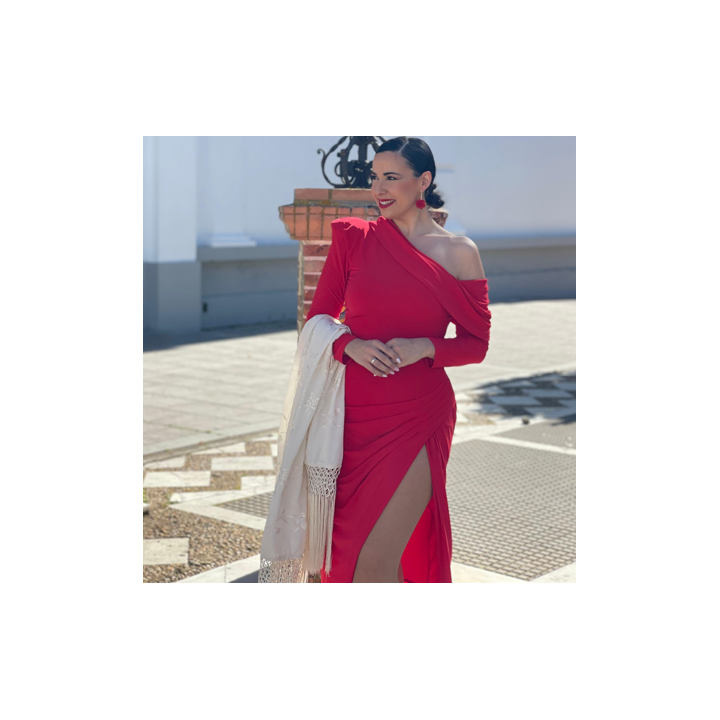 Vestido midi rojo con raja lateral – Versátil y elegante | Doble S Moda