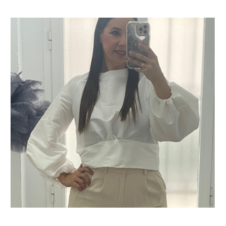 Top blanco ancho elegante con lazo – Doble S Moda