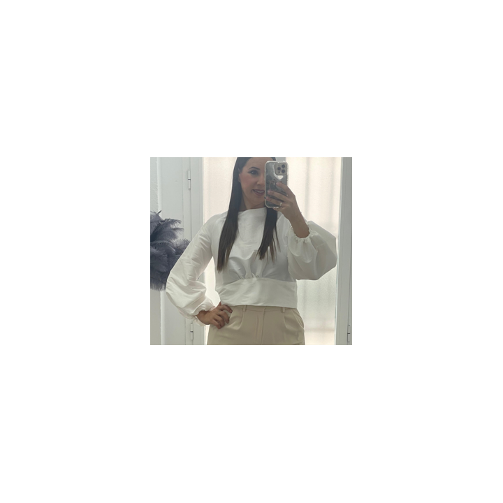 Top blanco ancho elegante con lazo – Doble S Moda