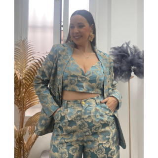 Conjunto 3 piezas bordado turquesa – Doble S Moda